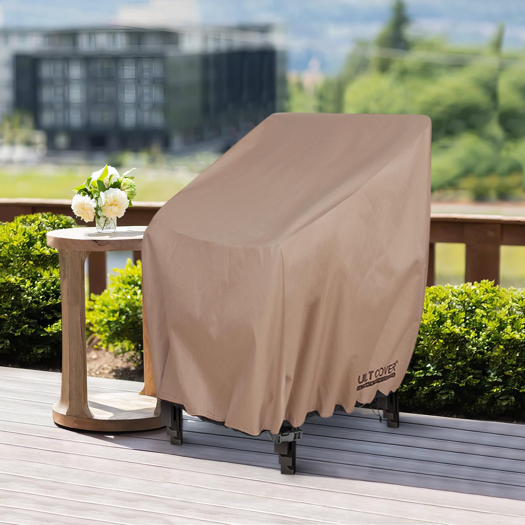 ULTCOVER Funda apilable para silla de patio, impermeable, para exteriores, se adapta a hasta 26 pulgadas de ancho x 30 pulgadas de profundidad x 45 pulgadas de alto