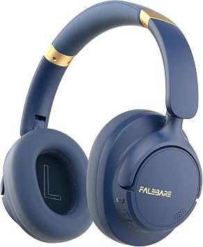 Bluetooth Headphones Over The Ear, Noise Cancelling Headphone Wireless Headsets Bluetooth with Mic, 80H Playtime, Deep Bass, Comfort Fit, Portable Lightweight Headset for Travel, Home