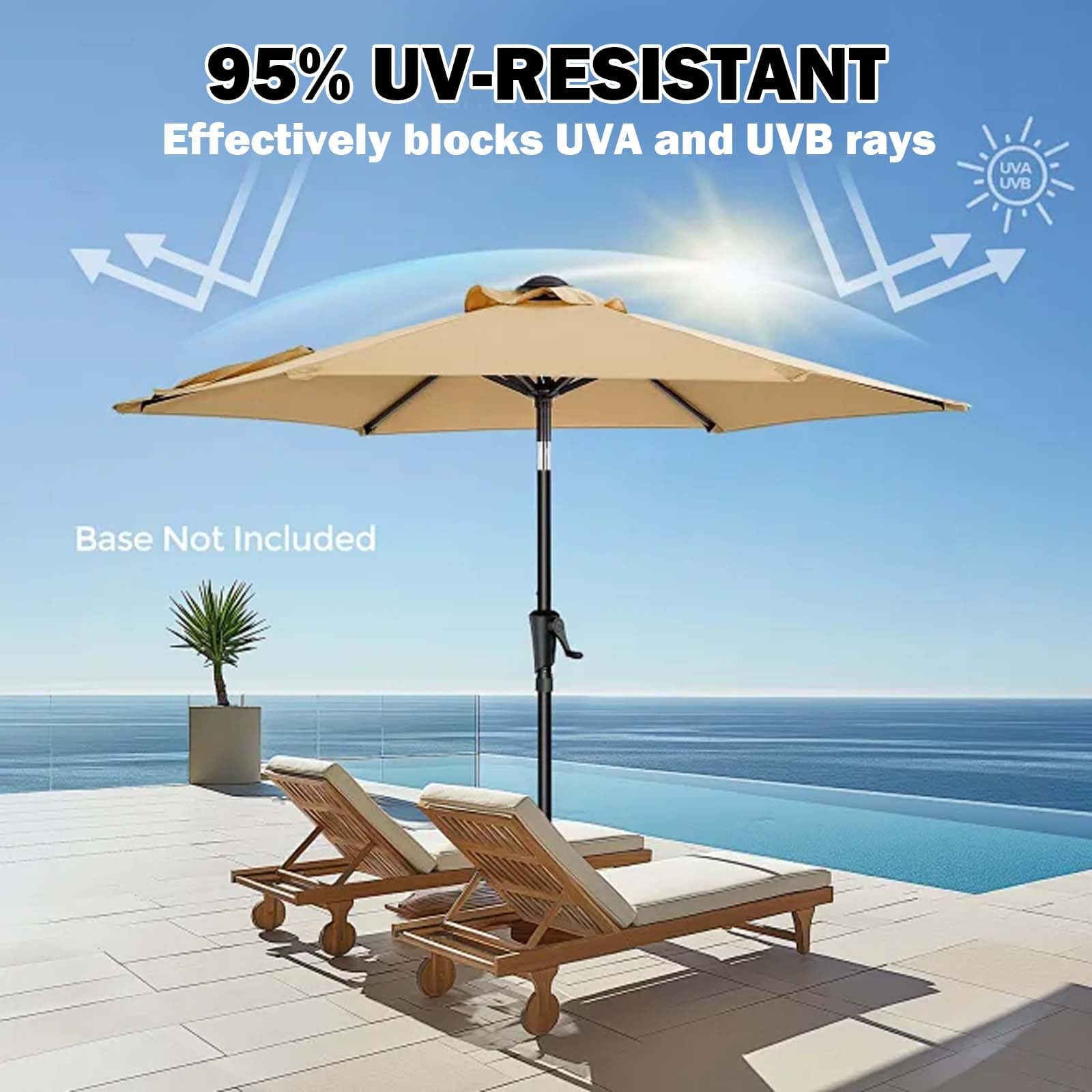 Telo di Ricambio per Ombrellone 8 Stecche 4m Impermeabile Protezione UV (Khaki)