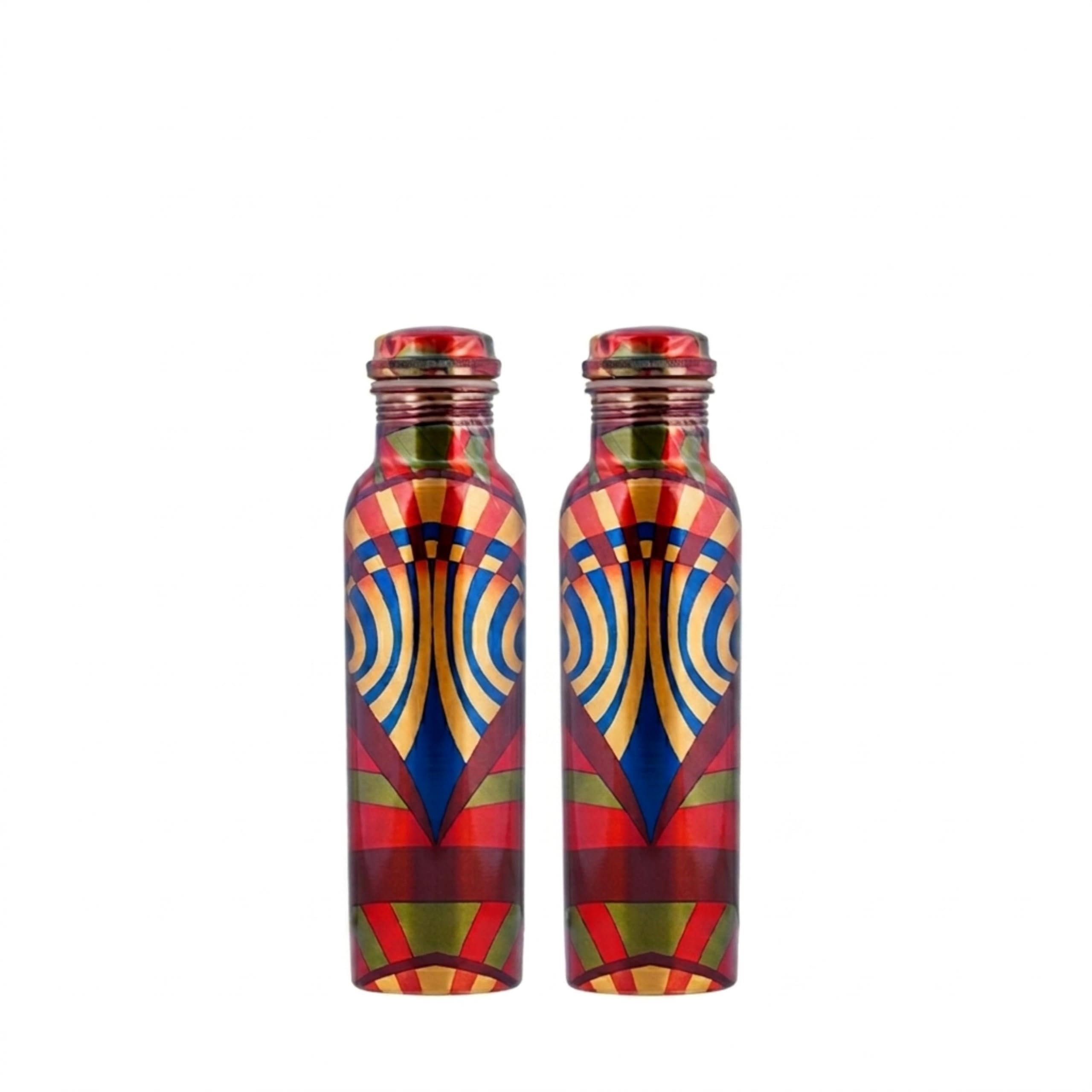 Craft Trade Trinkwasserflasche Kupfer Trinkflasche Rein Rot Flasche Wasserflasche mit Deckel und Tragetasche 34oz/1000 ml Auslaufsicheres Ayurveda Kupferflasche für Büro und Yoga- 2