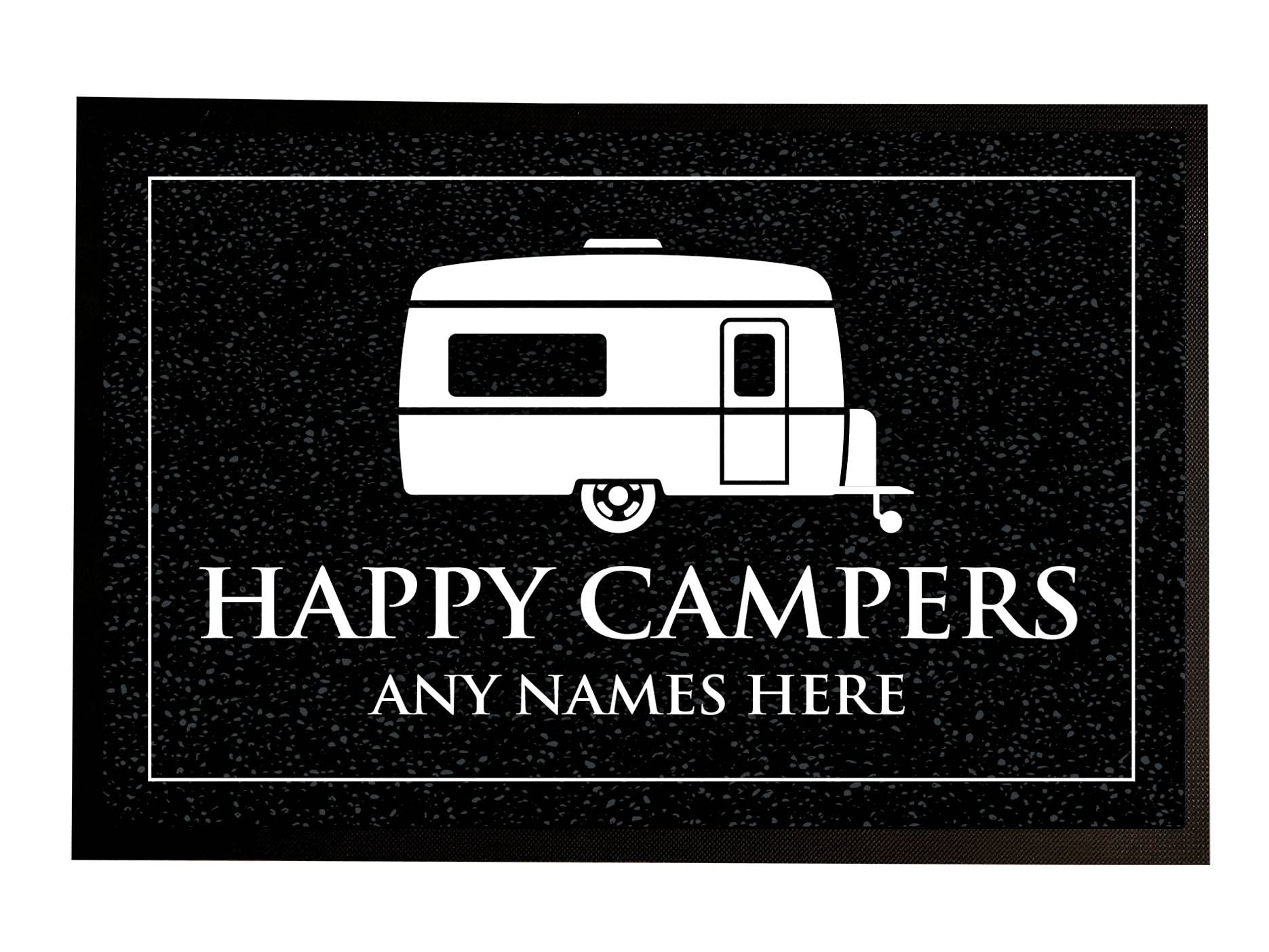 Personalised Caravan - Camping - Black & White label in-door mat 60 x 40 cm 154
