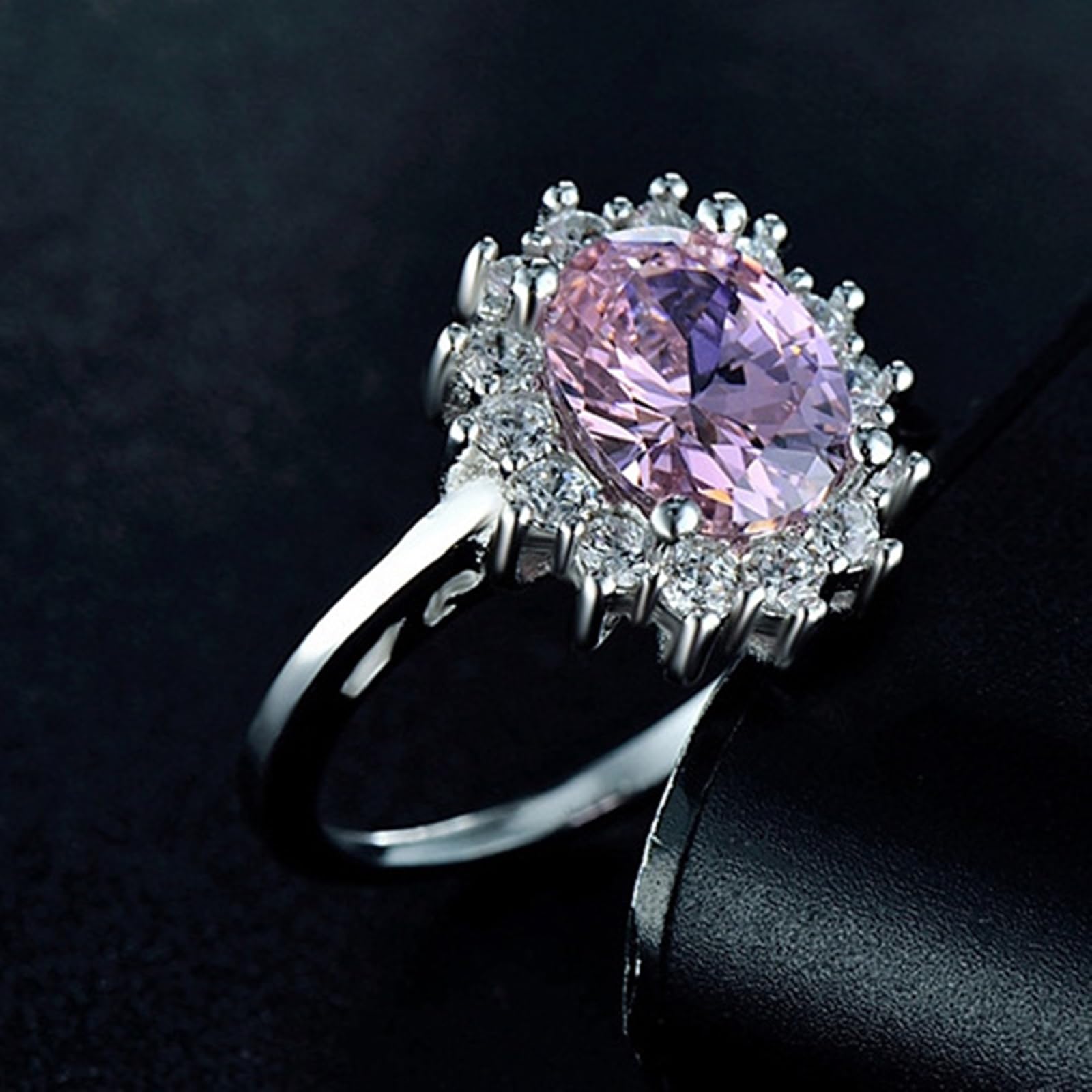 Wycian Anillo de compromiso de plata de ley 925 con circonitas de lujo, tamaño 57 (18,1)