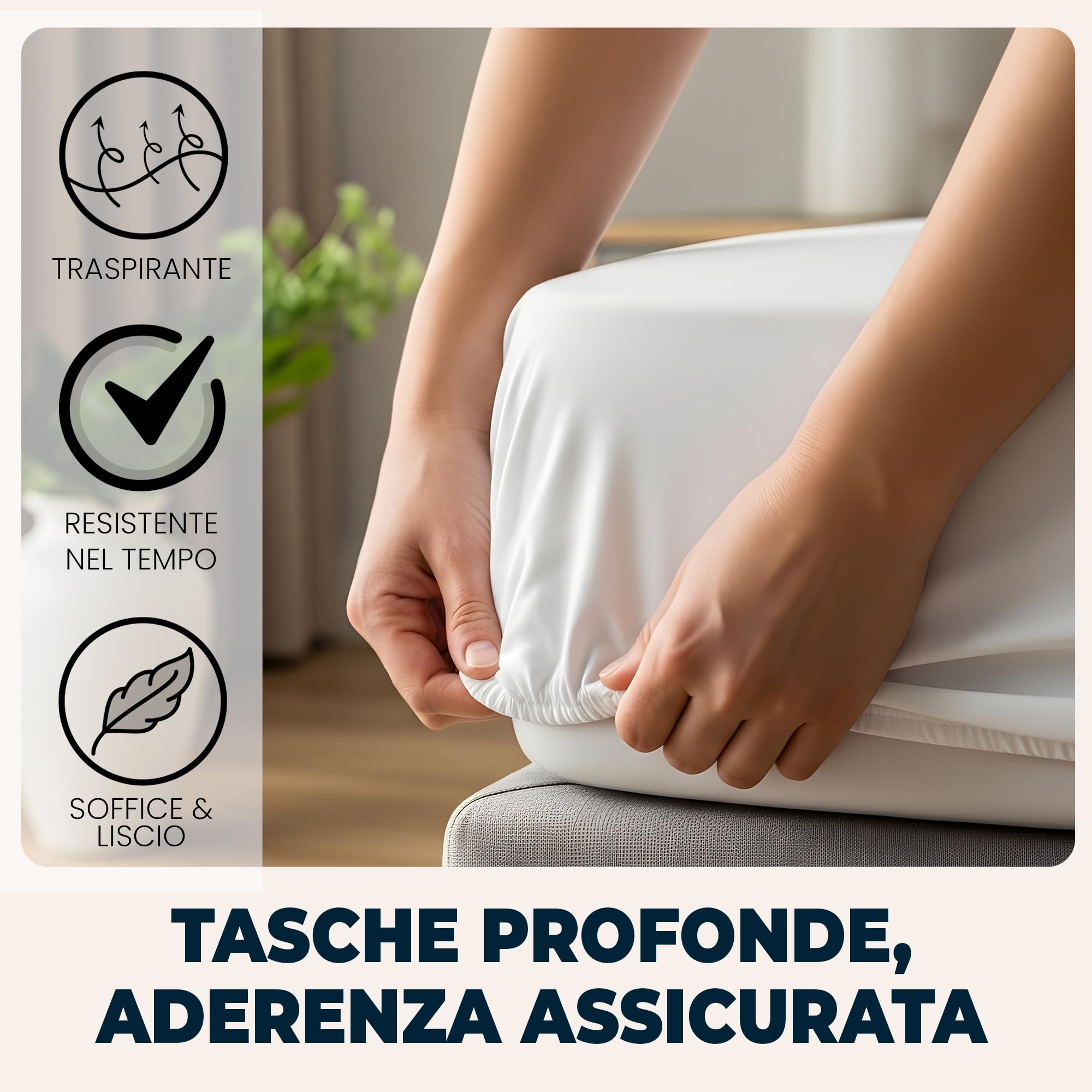 Lenzuola Matrimoniali con Angoli 160x190 cm Bianco in Microfibra per Letto con Materasso fino a 30cm Tessuto Anti-Acaro e Ipoallergenico di Alta Qualità Morbido e Lavabile in Lavatrice