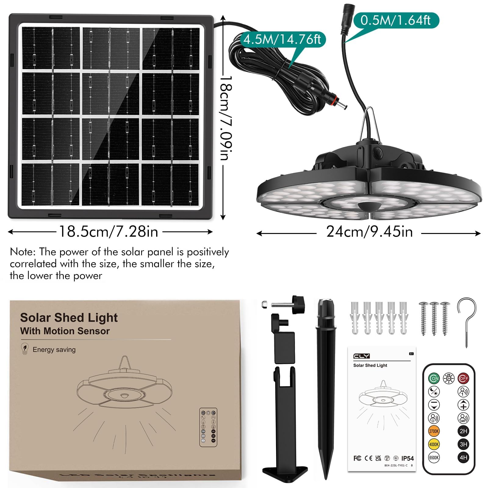 CLV Lampadario Solare con Telecomando 152 LED 2500LM, Lampada da Interno con Sensore di Movimento 6 modalità a Sospensione 5000MAH, 2500K-6500K, 5 luminosità per Giardino Balcone