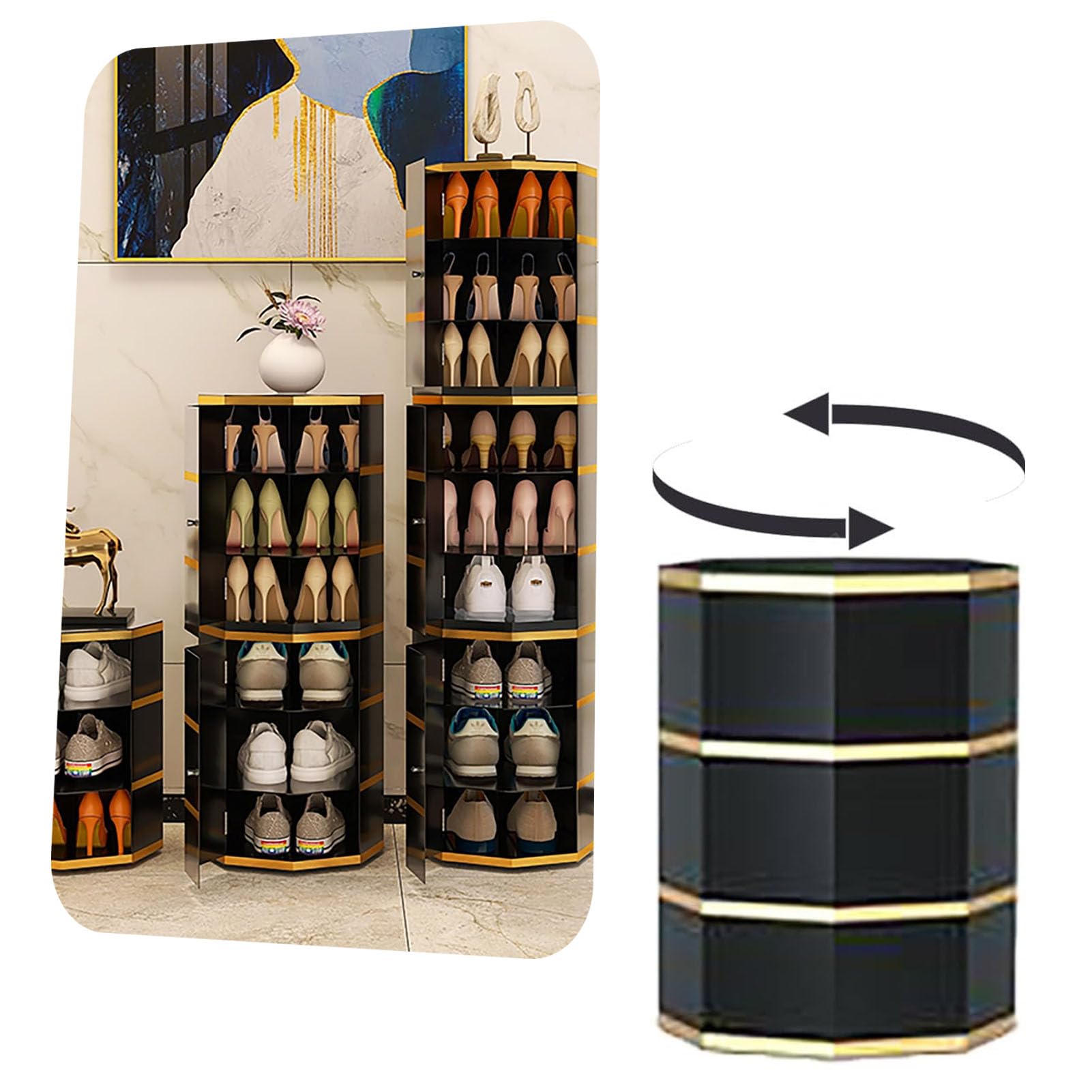 Meuble à chaussures vertical 360° parfait pour organiser l'entrée de la maison