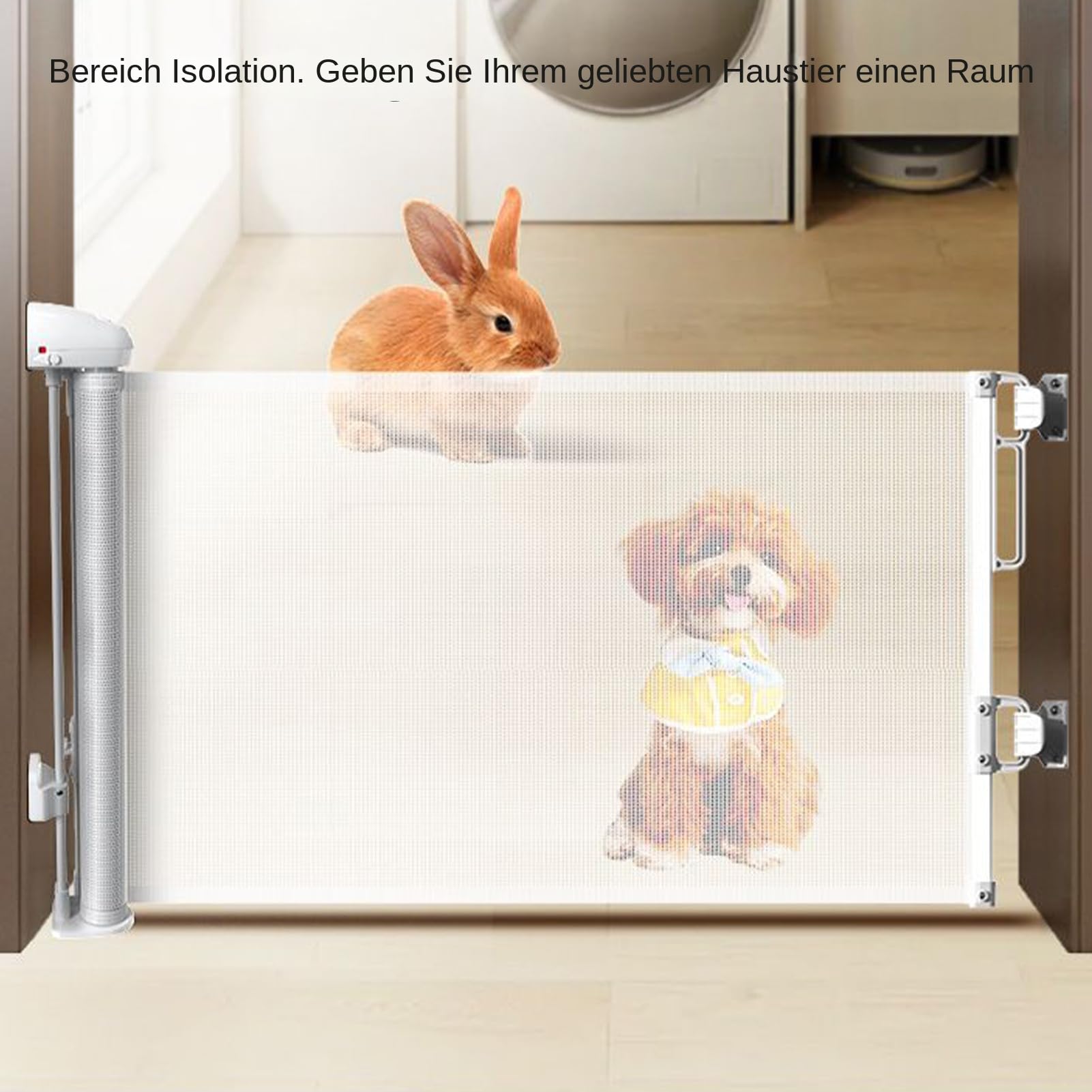 Griglia di sicurezza retrattile, 45 x 150 cm, con barriera di protezione | Griglia per cani per scale per interni ed esterni, porte, scale e casa con bambini e cuccioli