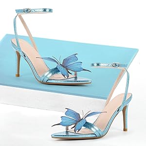 Amazon.com | MissHeel Blue Butterfly Heels for Women