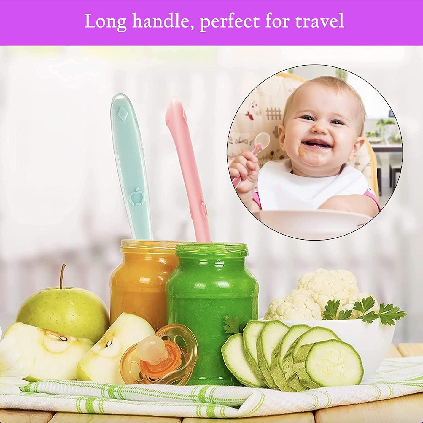 XIIAA Baby Combo Set of-9 Items [Steel Bottle,Bottle Cover,Silicone Spoon,Silicone Food Feeder,Fruit Feeder,Finger Toothbrush,TEETHER,NOSAL and BIB] (Pink) - Image 6 thumbnail