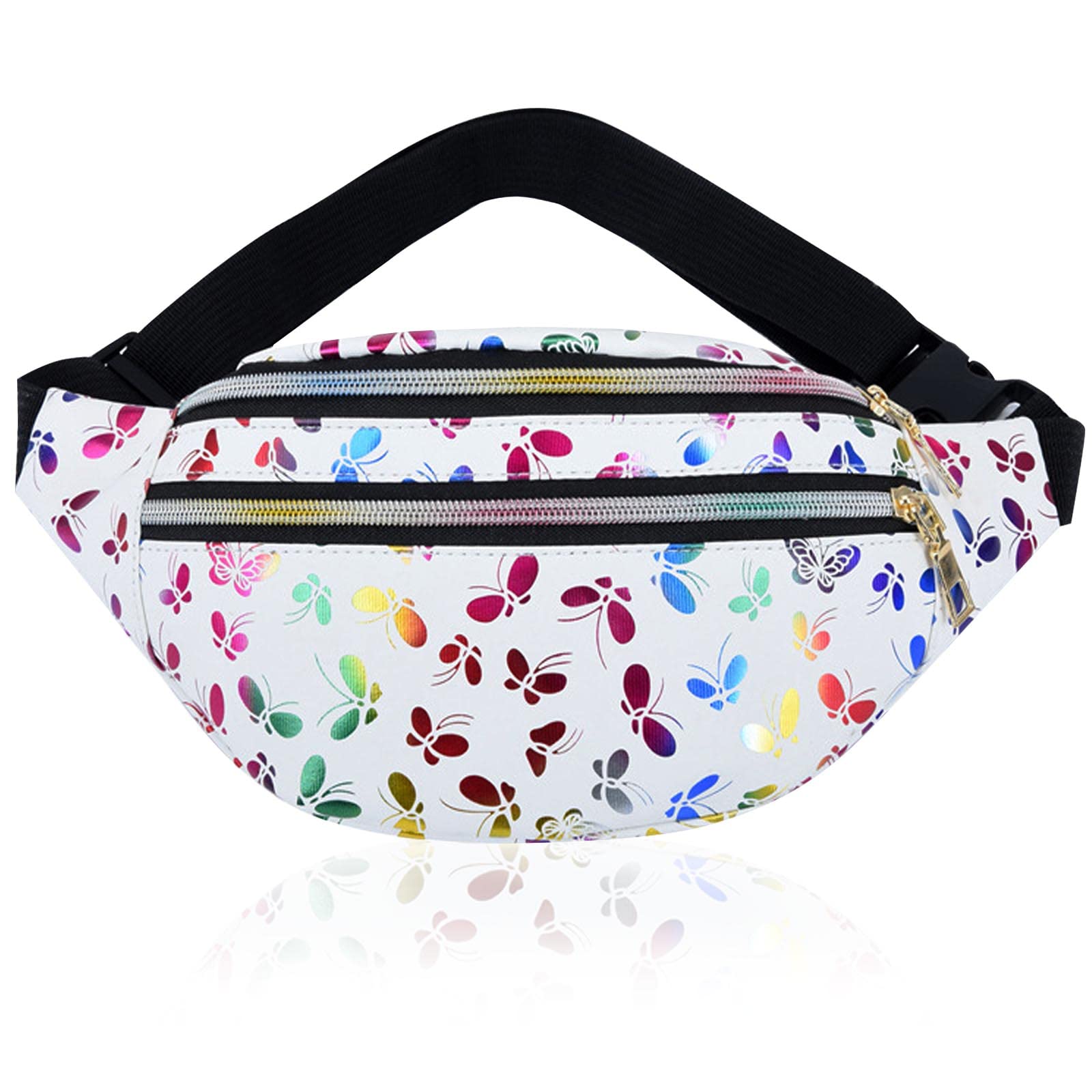 AYNKH Butterfly Waist Bag for Women, Fashion Waterproof Fanny Pack Colorful Shiny Belt Bag for Travel Party Sports Running Hiking Daily Use — image 1