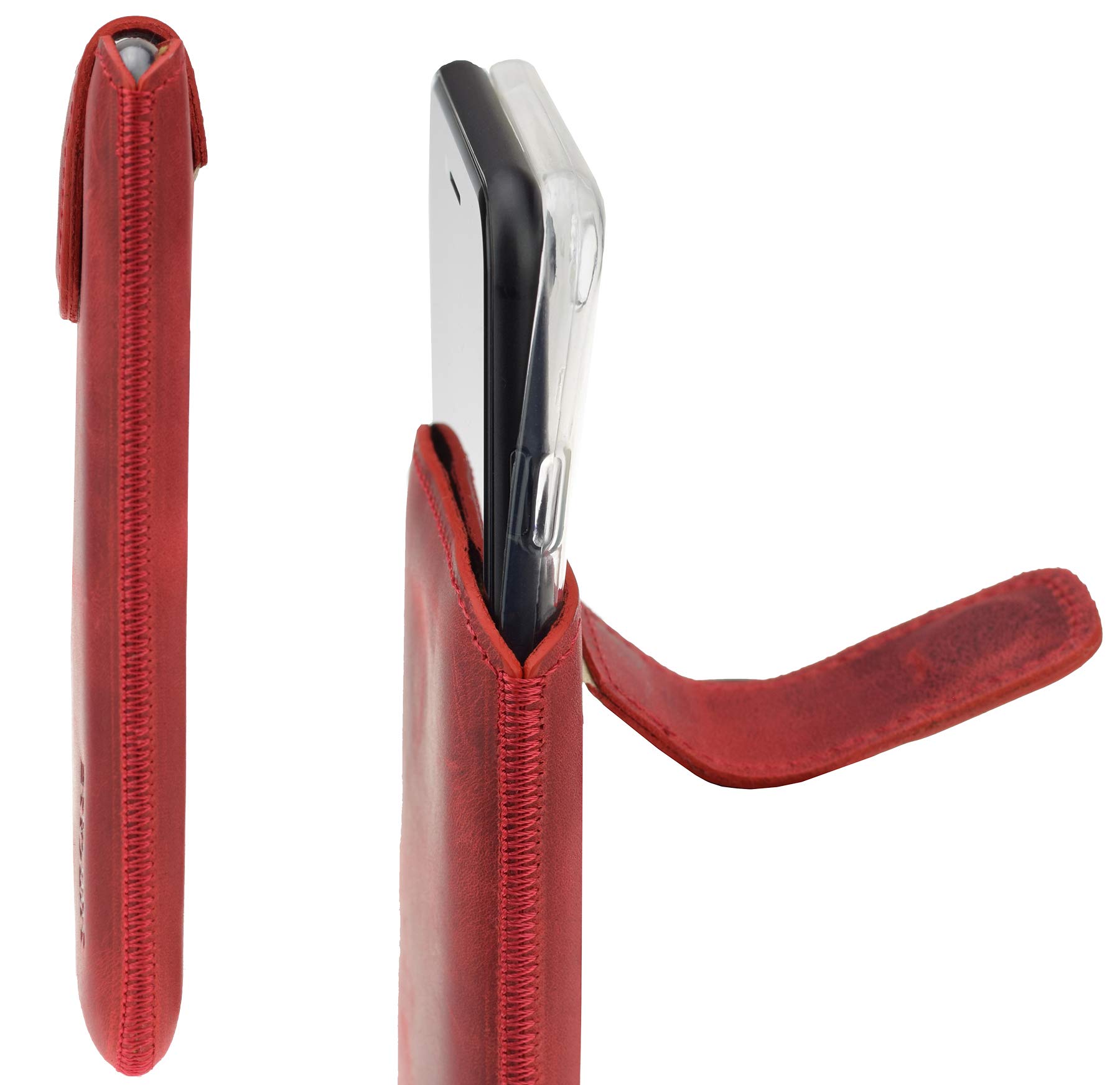 Suncase Custodia in vera pelle, sottile, compatibile con