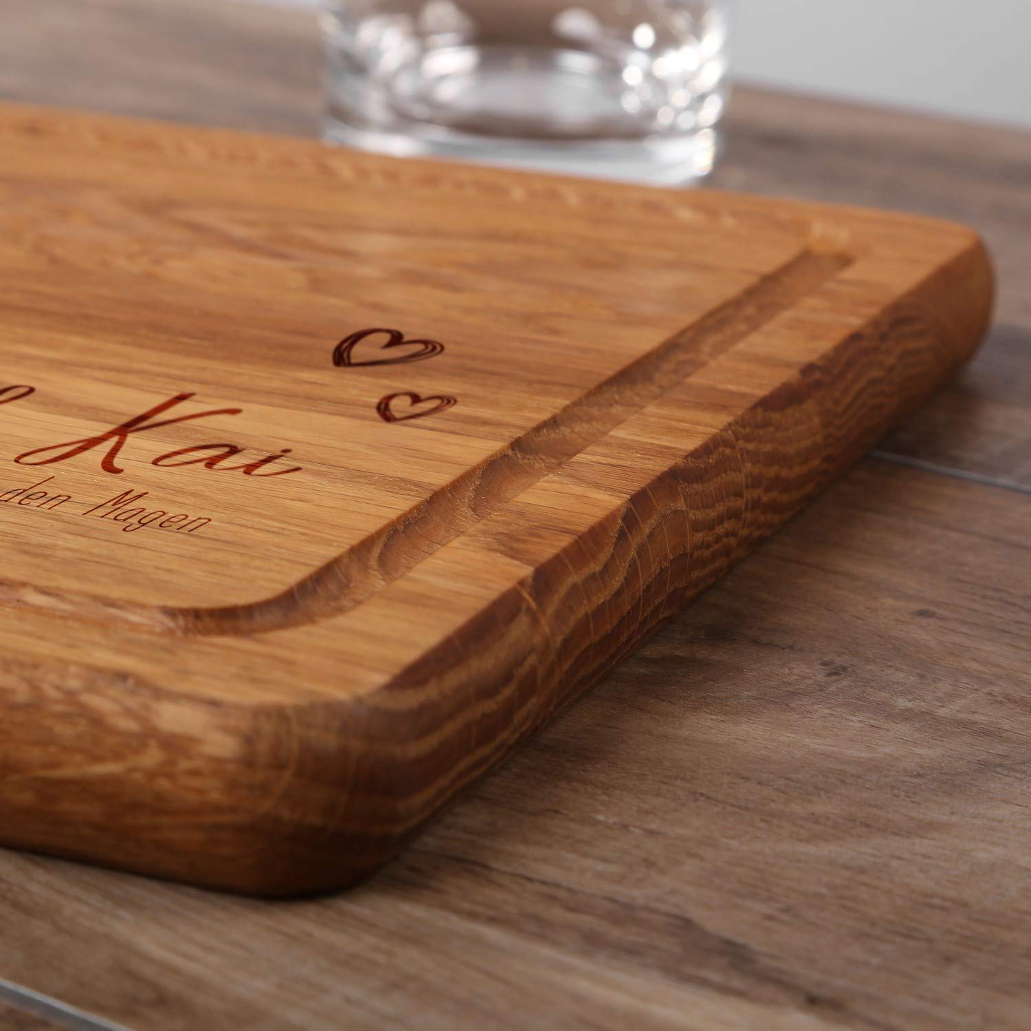 FORYOU24 Holz Schneidebrett dunkel mit Gravur Motiv 10 - personalisiert mit Wunsch-Namen Küchenbrett graviert als Geschenkidee zur Hochzeit