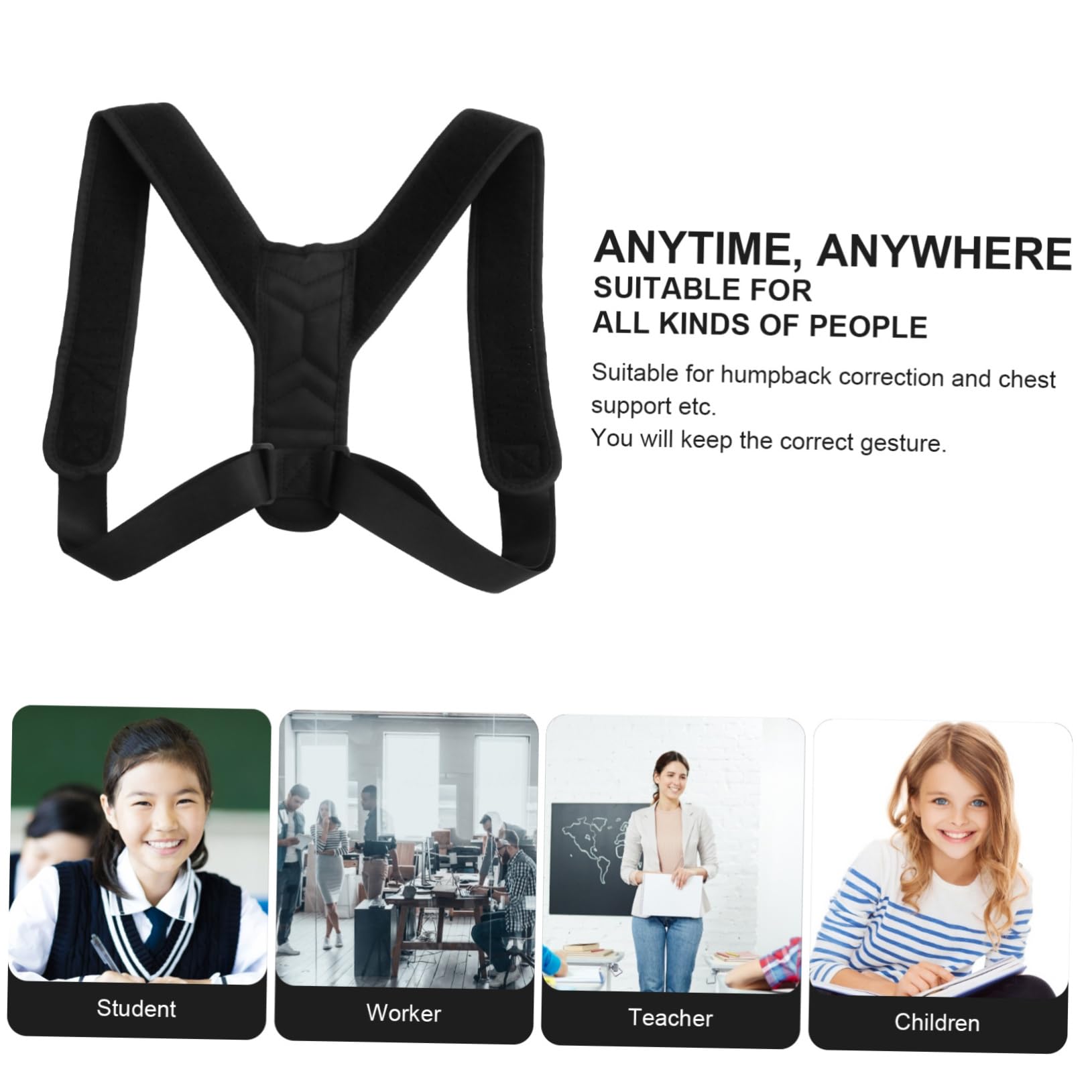 FOMIYES 2 Pcs Adjustable Brace Humpback Belt for Women Men Posture Device for Long Term Use