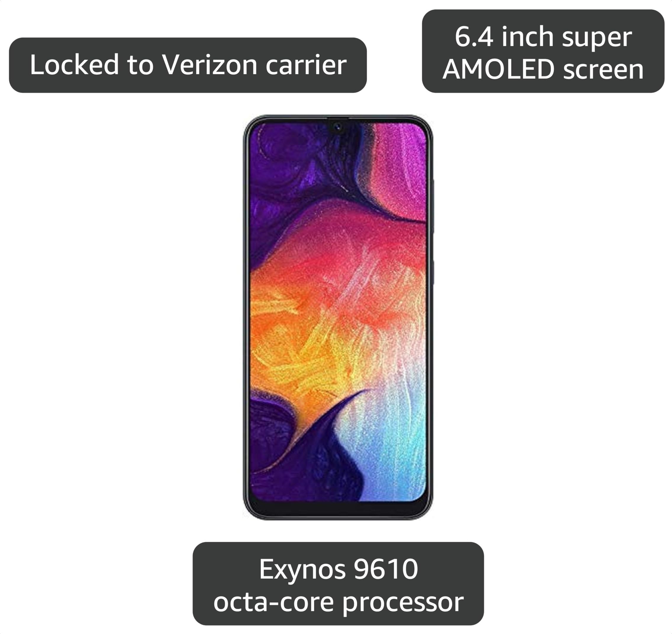 Amazon.com: Samsung Galaxy A50, 64GB, Black - Locked to Verizon