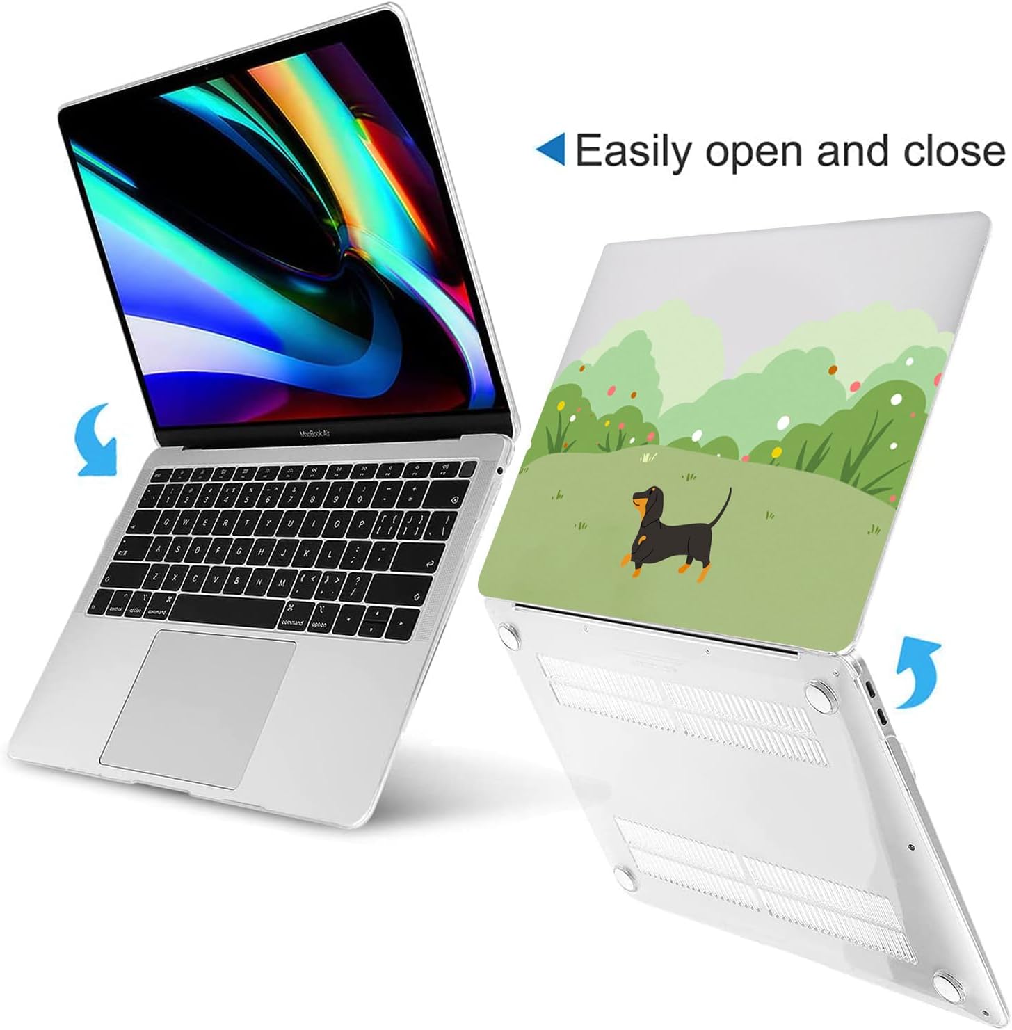 Compatible with MacBook Air 13 Inch Case 2022, 2021-2018 A2337 M1 A1932 A2179 Durable Hard Plastic Shell Case &Keyboard Cover&Mac OS Keyboard Sticker (Dachshund)