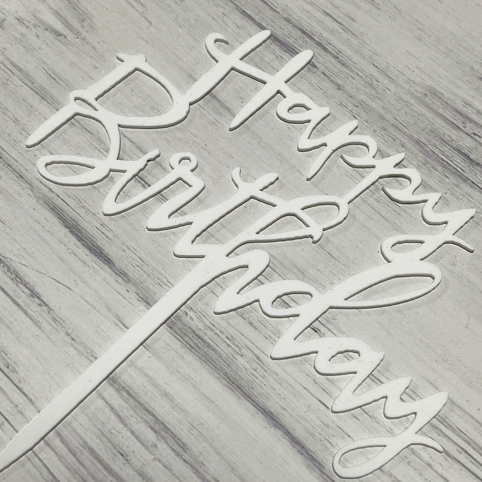 JIEEIN Happy Birthday Cake Topper - Birthday Party Event Decorations, Off-white Plastic