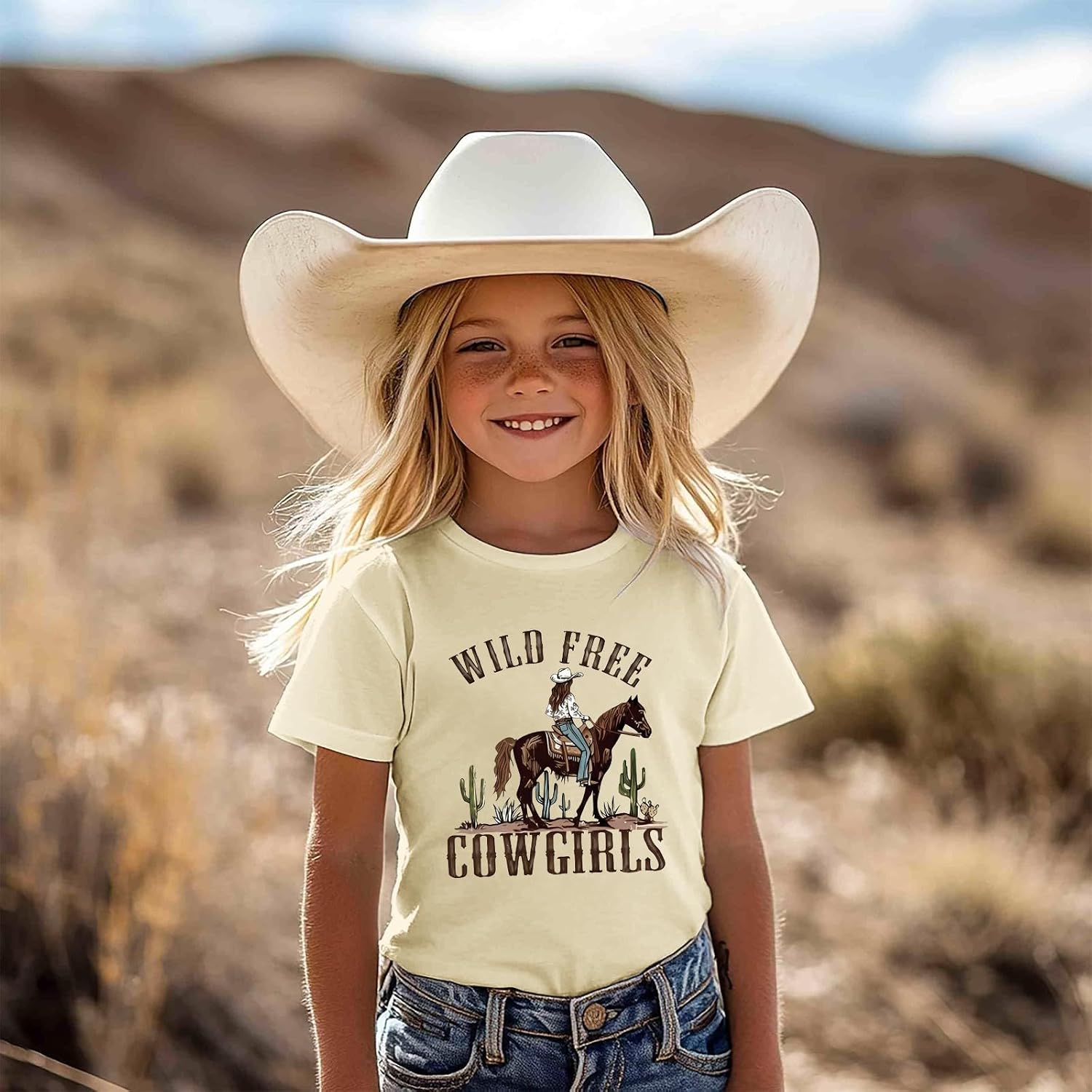 Cowgirls Shirts for Girls Western Country Rodeo T Shirts Horse Graphic Tees Kids Cowboy Vintage Short Sleeve Tops