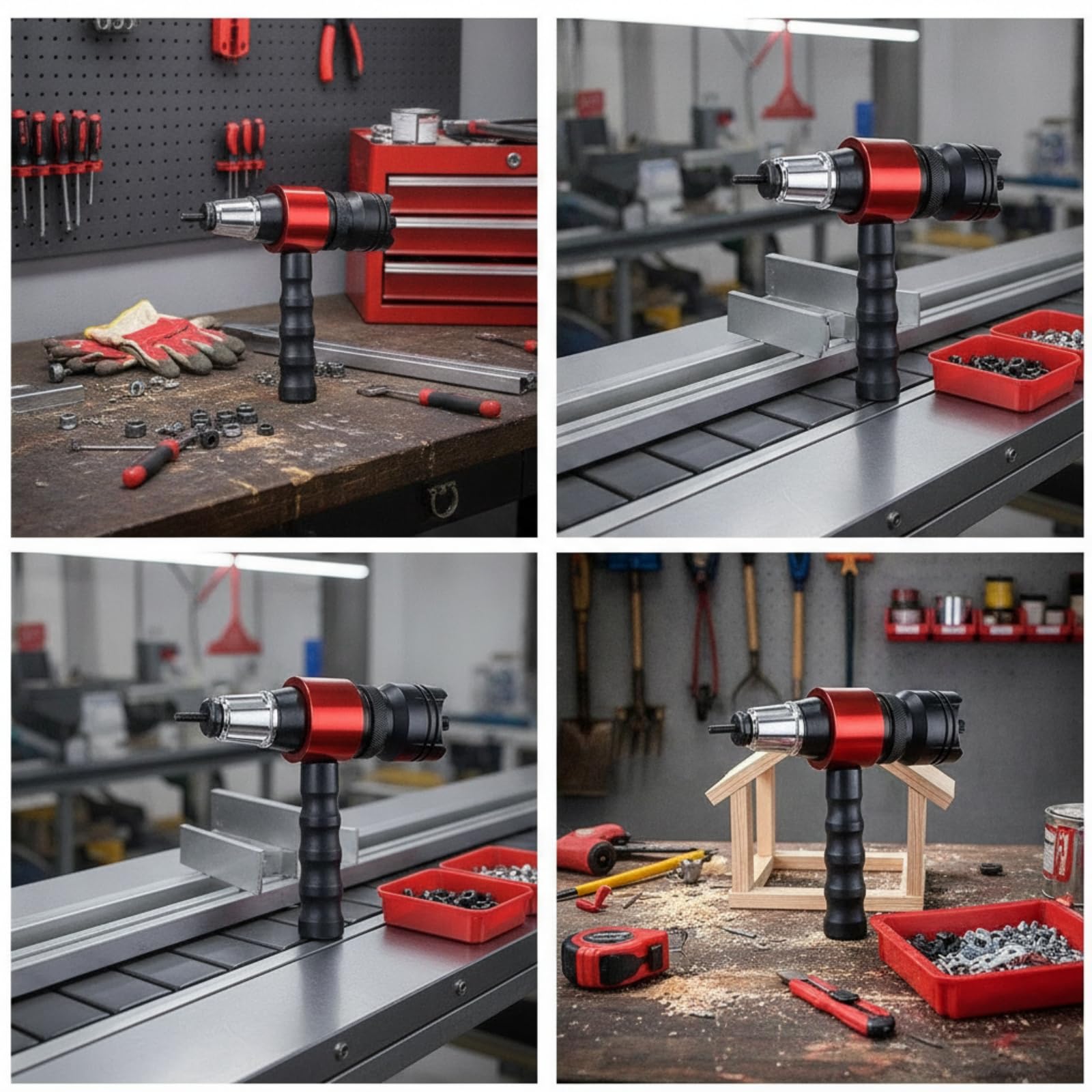 Attrezzo per Rivettatura Elettrica con Trasformazione Del Trapano in Utensile Efficiente con Inserti da 5mm E 10mm con Impugnatura Antiscivolo per