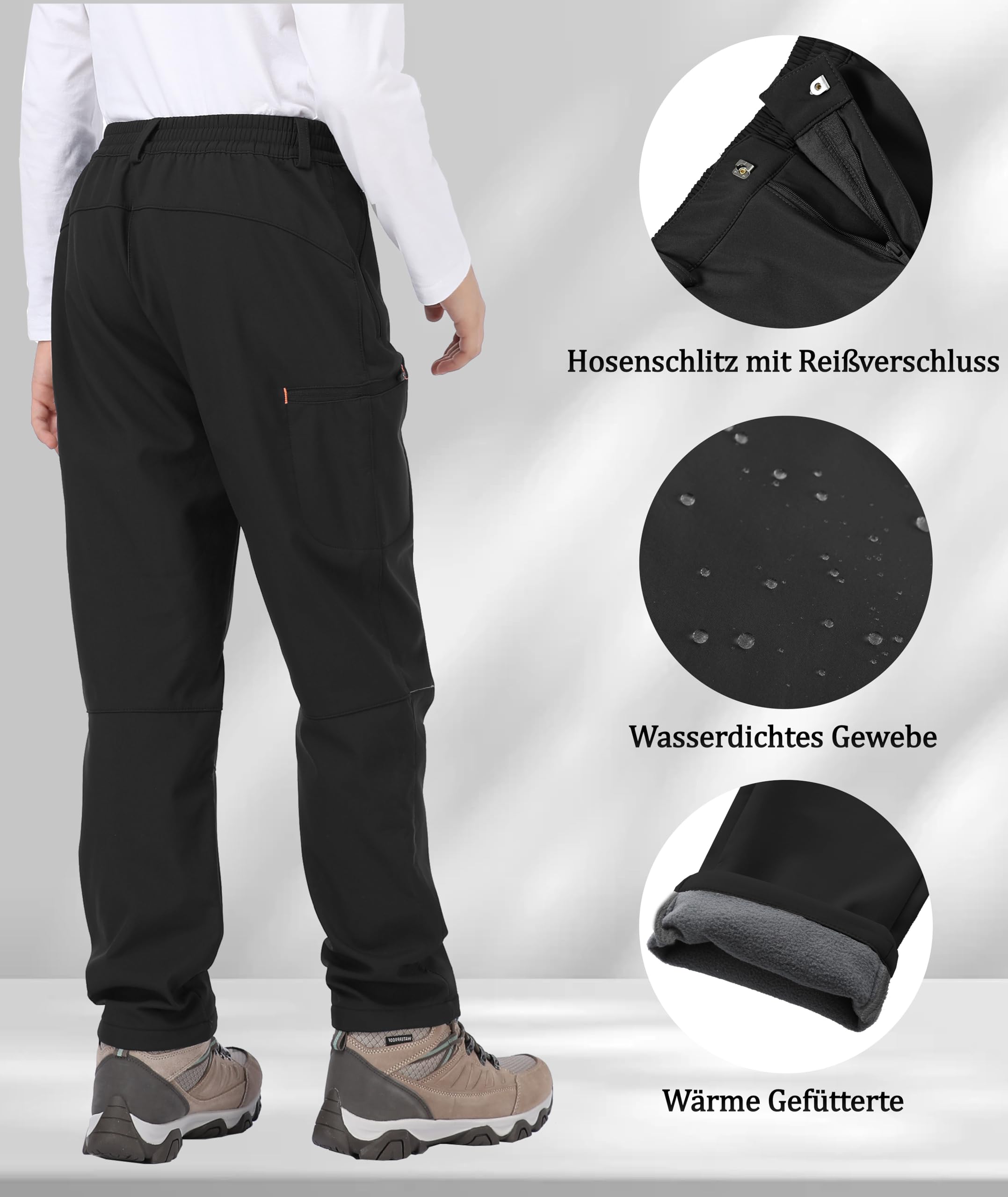 Pantalon de Ski Enfant Thermique Imperméable Chaud Polaire Softshell Garçon Fille Randonnée