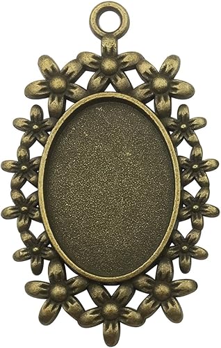 Miniatura 6 de 20 bandejas de base de colgante ovaladas de 0.709 x 0.984 in, con diseño de cabujón (M116)