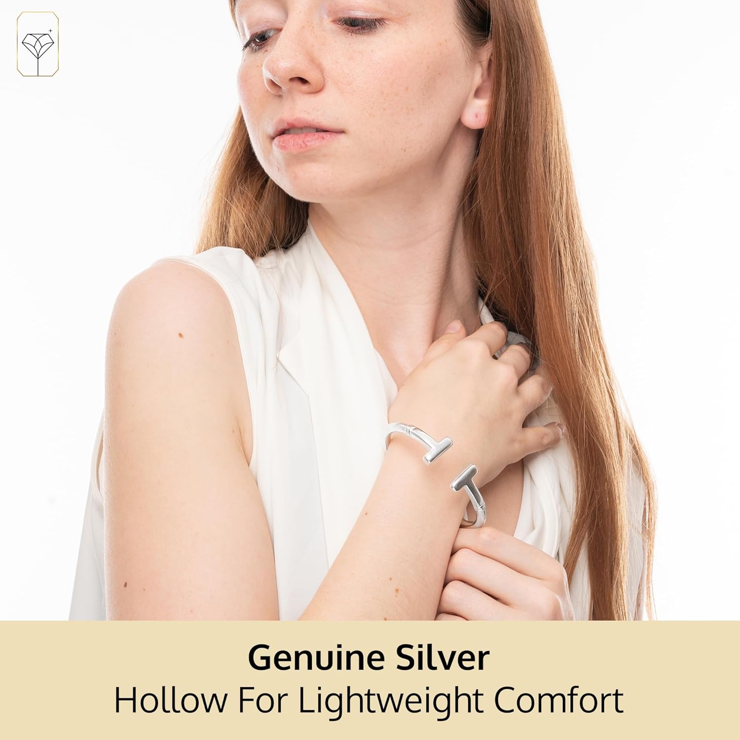 MAX + STONE Lightweight Hollow 925 Sterling Silver Bangle Bracelet for Women | 7 Inch Silver Bracelets with Hinged Clasp | Anti-tarnishing Hypoallergenic Silver Bangles for Women - Image 3