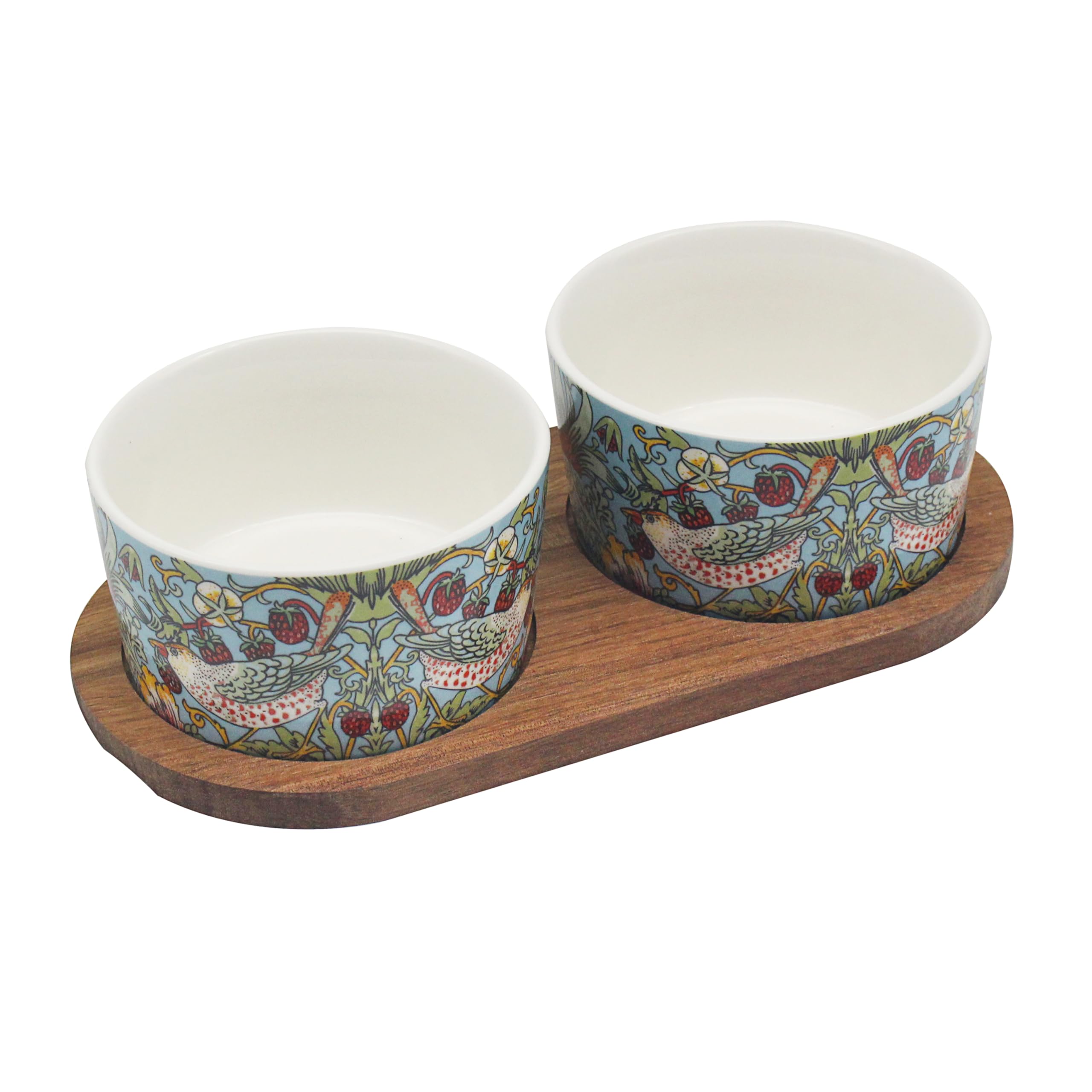 The Leonardo Collection Wm. Morris Strawberry Thief Teal Stoneware Strawberry Thief Snack Bowls for Home and Restaurants | Microwave & Dishwasher Safe Everyday Crockery for Cereal, Noodle, and Fruits