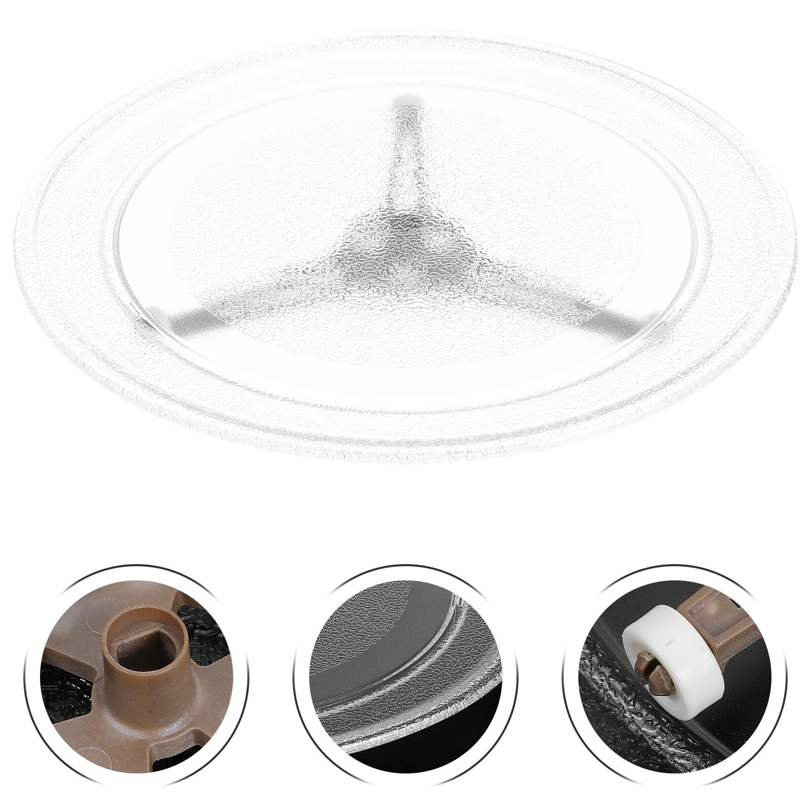 DOITOOL Plato Giratorio de Cristal para Microondas Resistente al Calor Soporte Rodillos para Rotación Silenciosa y Compatible Múltiples Modelos Bandeja de Vidrio para Cocción