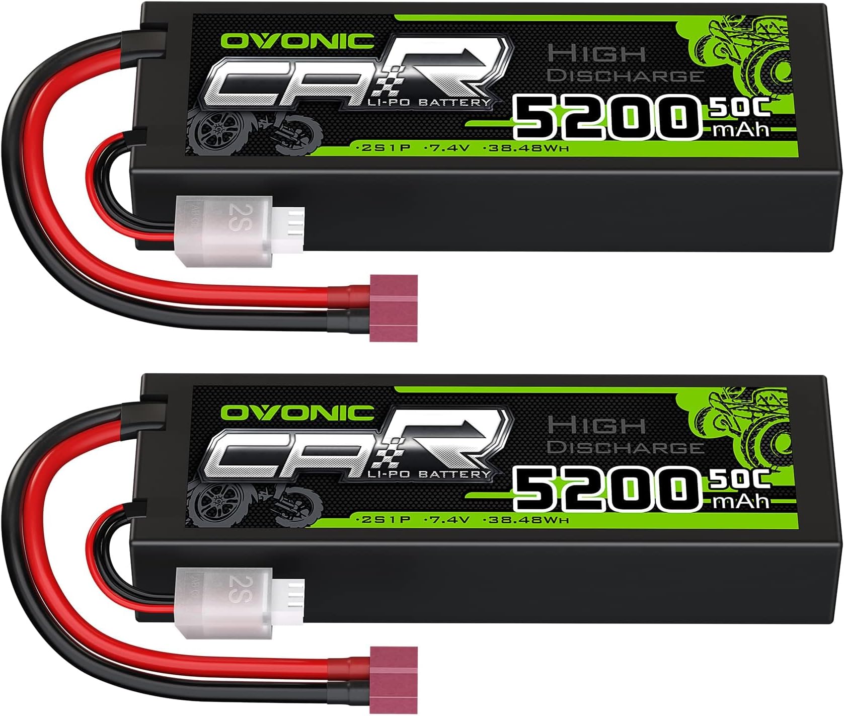 2s Lipo Battery 5200mAh 7.4V Lipo Battery with Dean-Style T Connector for Car Truck Boat Vehicles (2 Packs)