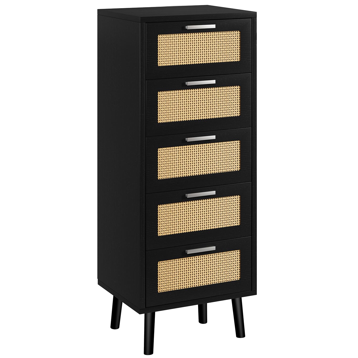 IBUYKE Kommode mit Schubladen, Rattan kleiderschrank mit 5 S