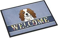 Vista 79 de Caroline's Treasures BB1449JMAT - Tapete de bienvenida de carlino negro, 24 x 36 pulgadas, tapete azul para puerta delantera, para interiores