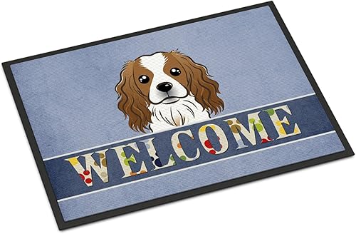 Miniatura 79 de Caroline's Treasures BB1449JMAT - Tapete de bienvenida de carlino negro, 24 x 36 pulgadas, tapete azul para puerta delantera, para interiores