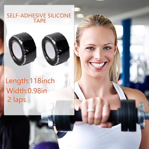 Miniatura 4 de 2 rollos de cinta de silicona autofusible de 1 pulgada x 20 pies, cinta de goma impermeable, negro, cinta de reparación de manguera de plomería de