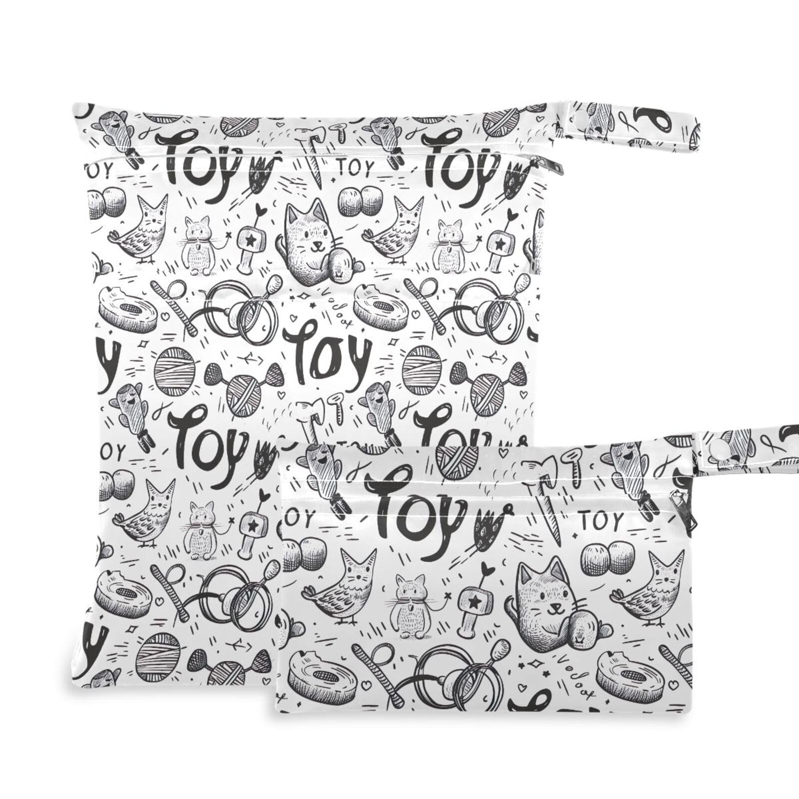 Coikll Wet Dry Bags for Cloth Diaper 2 Pack Waterproof Yoga Gym Bag for Swimsuit Wet Clothes Baby Items-?Animal Sketching?