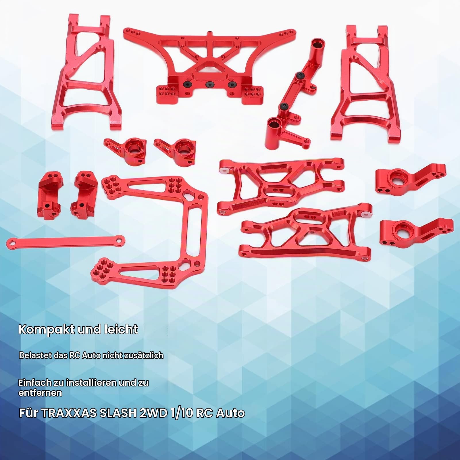 RC Auto Upgrade Teile Set,Rc Vorne Hinten Suspension Arm Kit Für Traxxas Aluminium Legierung Teile 1 10 Metall Upgrade Sories Lenkung Tasse Slash 2Wd (Rot)