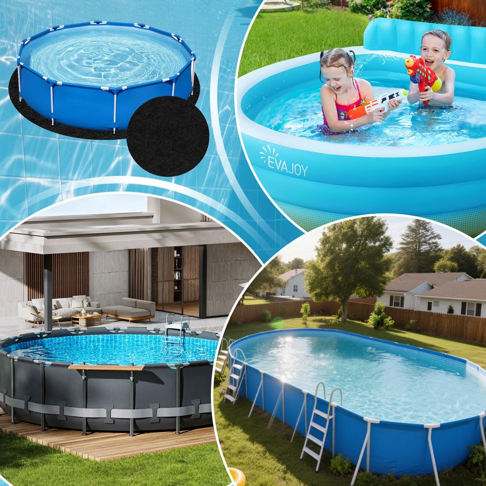 3M Tapis de Sol Piscine, Tapis sous Piscines Hors Sol Rond, Tapis De Revêtement De Sol De Piscine, Rembourrage sous Piscine, Antidérapant, Pliable, pour Baignoires et Piscines Hors Sol