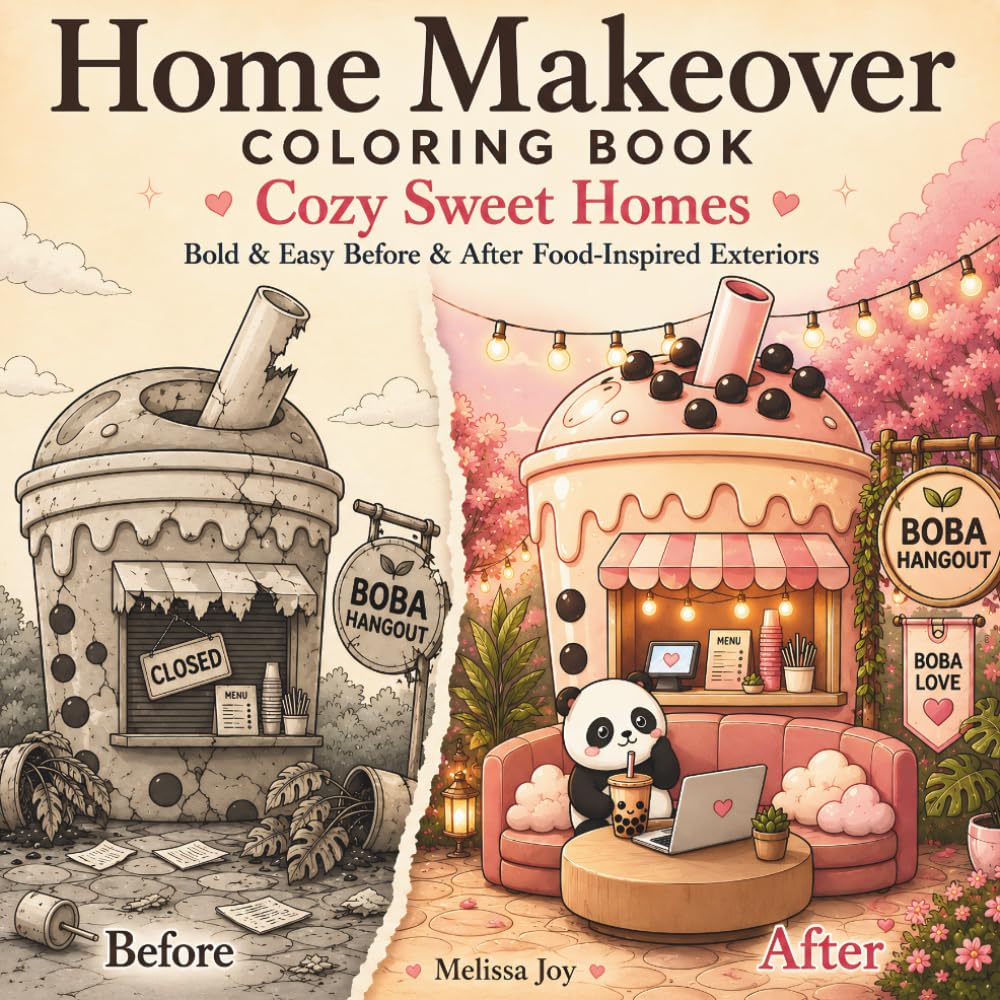 Home Makeover Coloring Book: Cozy Sweet Homes: Bold & Easy Before & After Food-Inspired Exteriors (Before & After Cozy Home Makeovers)