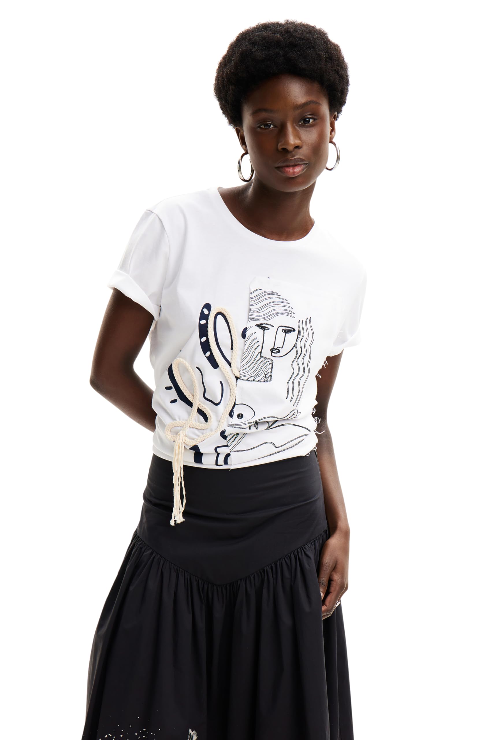 Desigual Damen Weiß Women's Ts_tristan Blouse, White, Xl