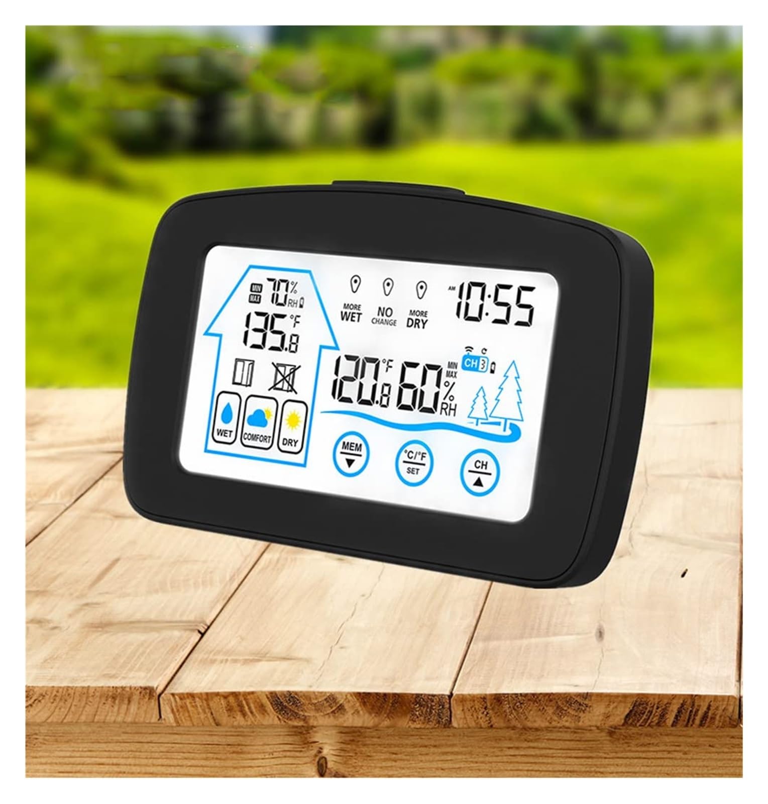 Stazione meteorologica, Stazione meteorologica wireless con display a colori, monitor termometro digitale(White)