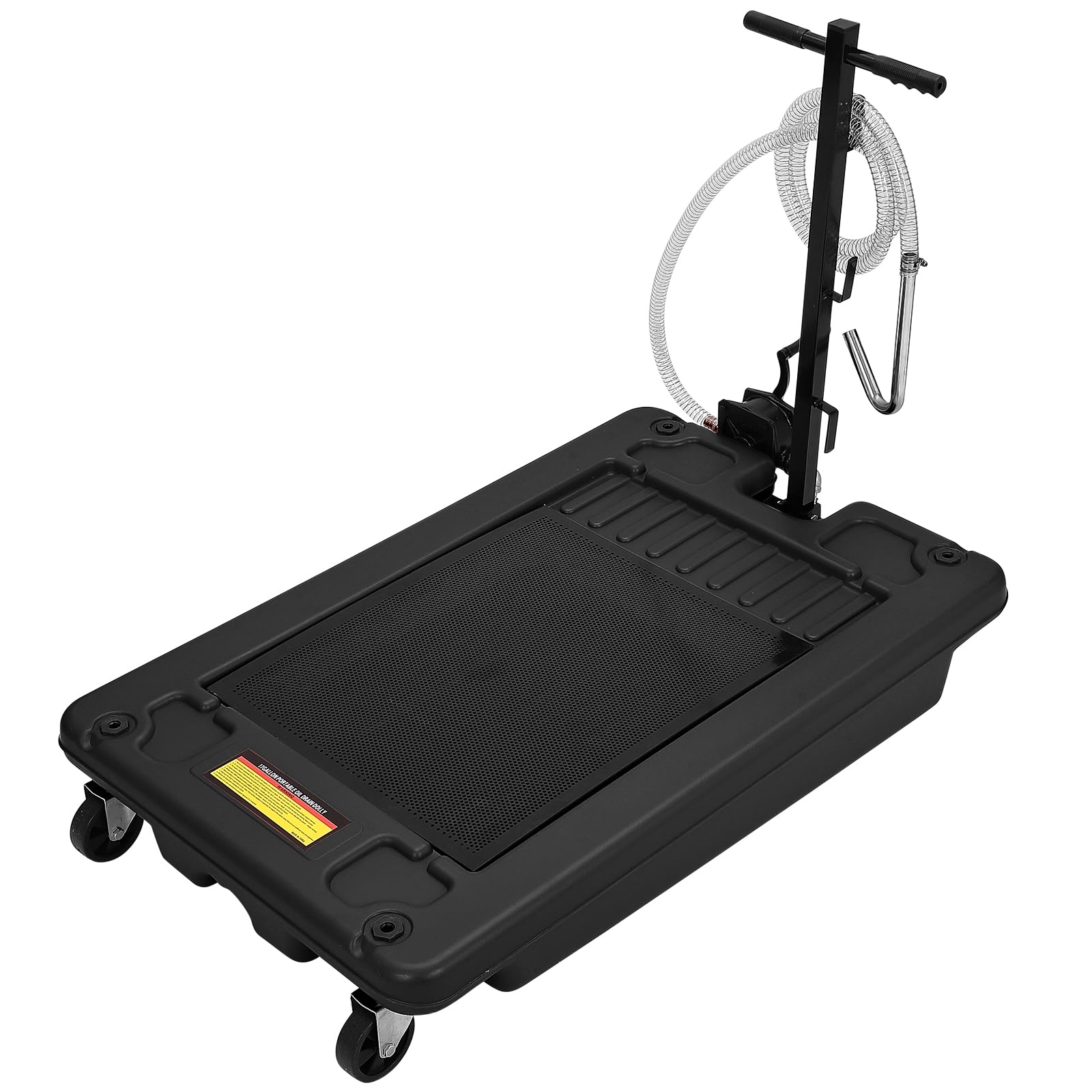 Photo 1 of *** DIRTY VERY USED*** GarveeTech 18 Gallon Oil Drain Pan, Low Profile Oil Drain Pan with 12V Electric Pump, Oil Change Pan with T Foldable Hand and Wheels, 8 ft Hose Oil Drain Cart for Car, SUV, Trucks
