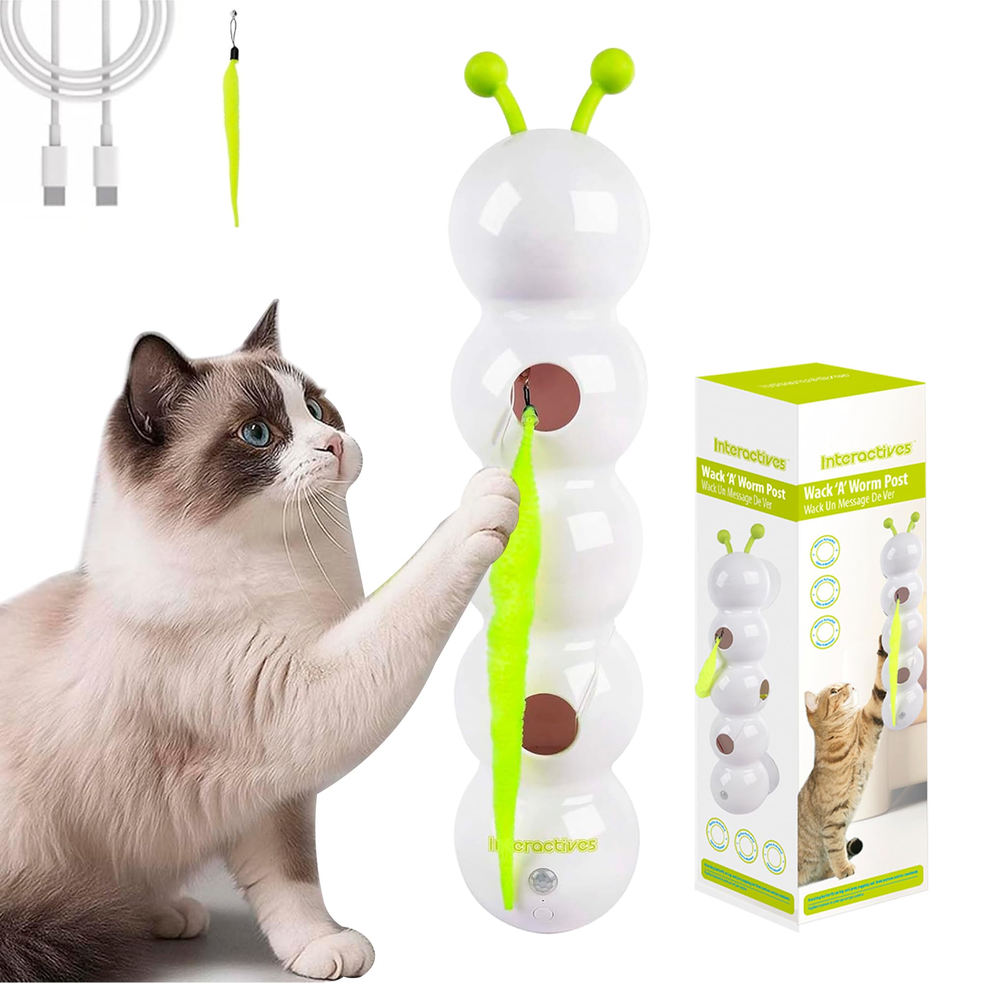 Emesak Caterpillar Smart Cat Toy – Interactive Caterpillar Cat Toy for Indoor Cats, Moving Bug Toy for Cats, Realistic Wiggle Motion, Fun & Engaging Cat Toys for Play and Exercise