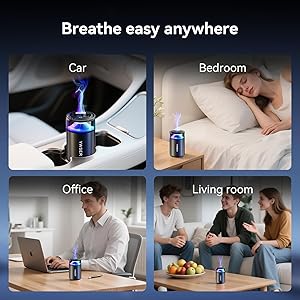 2025 Upgraded Smart Car Air Freshener Diffuser, New Car Smell Air Freshener Long Lasting, Auto On/Off,Car Scent with 8 Ambient Lights, Car Diffusers for Essential Oil (Snow Mountain)