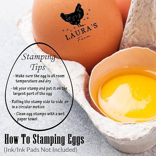 Miniatura 4 de Sellos de huevos para huevos frescos, sello de goma personalizado de huevo de gallina, letrero de huevos frescos de granja para agricultores