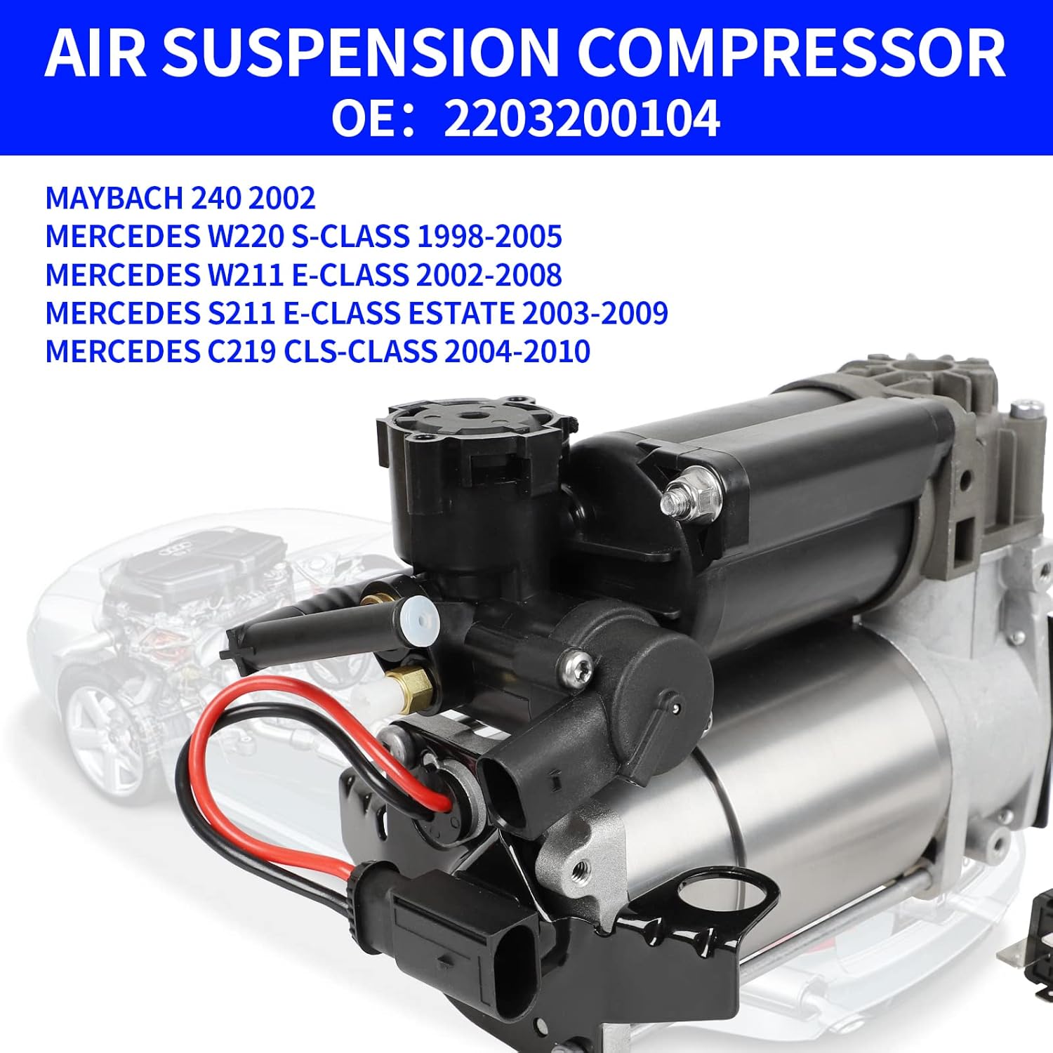 Air Suspension Compressor Pump Replacement for W220,W211,W219,2113200304 Mercedes CLS550, CLS63 AMG, E320, E350, E500, E55 AMG, E550, E63 AMG, S430, S500, S600,2203200104