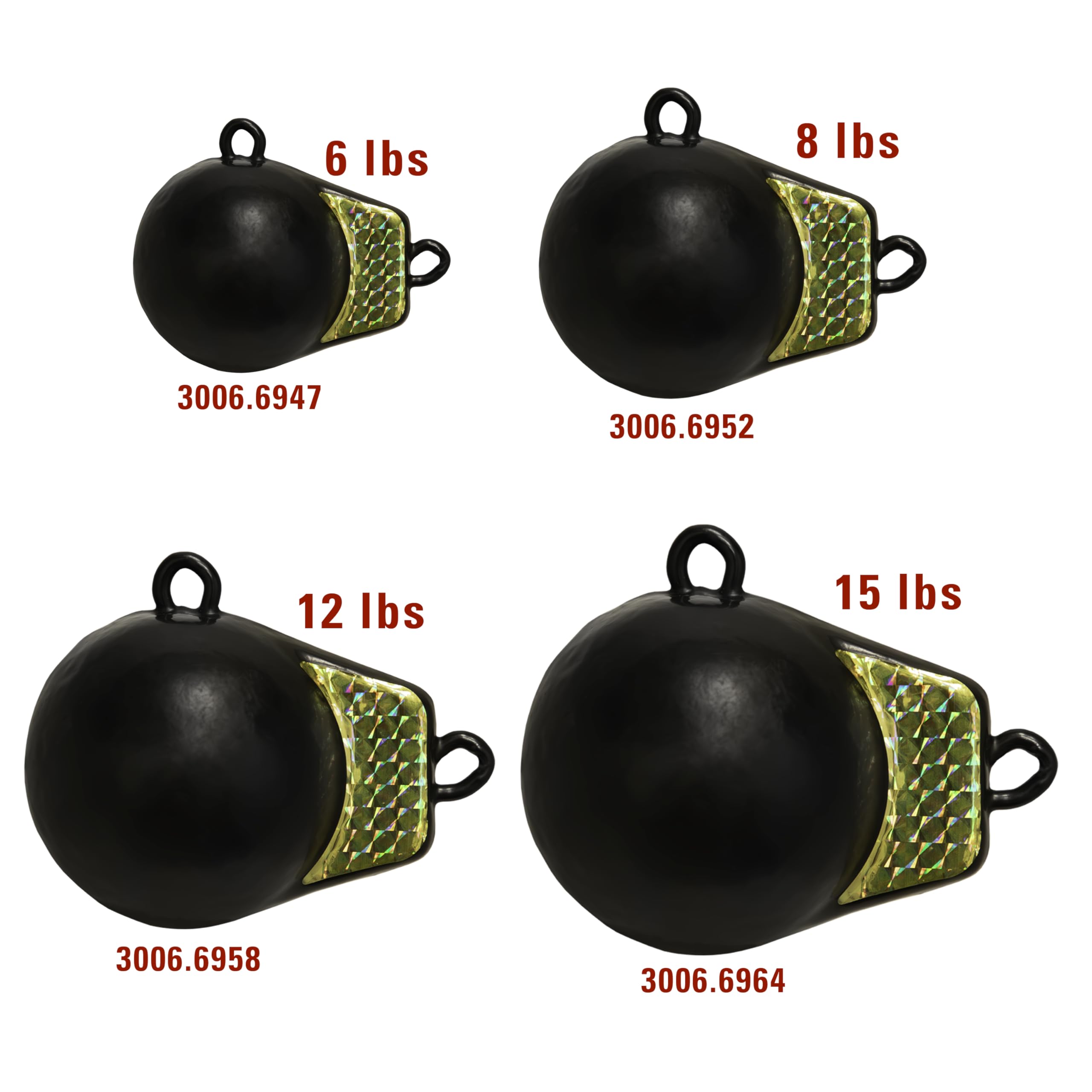 Extreme Max 3006.6947 Beschichteter Ball mit Finne Downrigger Gewicht - 2,7 kg mit Gold Flash