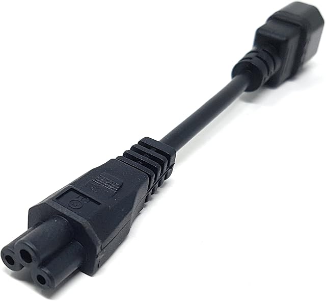 MainCore 15cm short IEC C14 (Kettle) to C5 (Cloverleaf) Cable Power Lead Socket to Plug Adapter, Converter, Extension, Extender, Cord Male to Female Up To 250v