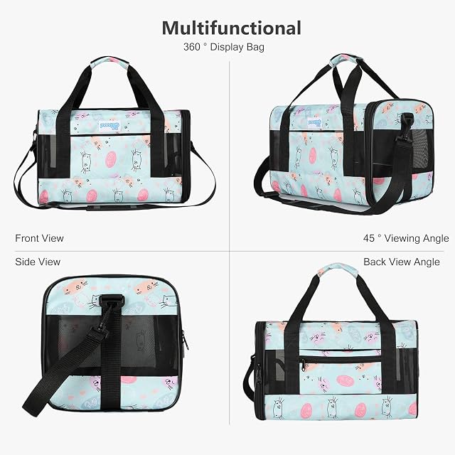 Foto 6 de 6 de PETCUTE Transportin Gato Plegable,Aprobado por Aerolíneas,Bolsa de Transporte para Mascotas Transpirable…