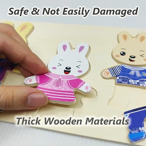 Miniatura 2 de Rompecabezas de madera con caja de rompecabezas de conejo, rompecabezas de vestir en una caja de almacenamiento para niños pequeños de 3 a 6 años