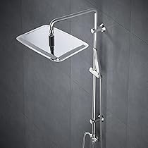 Görbach Colonna Doccia Acciaio Inox Senza Miscelatore Fori Muro Regolabili Colonna Doccia Senza Rubinetto Set Doccia a Pioggia Con Doccetta a Mano in INOX e Soffione Doccia in INOX 35 * 25 cm.