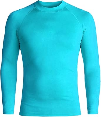 Long Sleeve Rashguard Sun Shirt-Aqua-YL/12