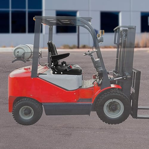 Miniatura 7 de Asiento de carretilla elevadora plegable universal con respaldo de ángulo ajustable, reposabrazos y cinturón de seguridad, asiento de carretilla