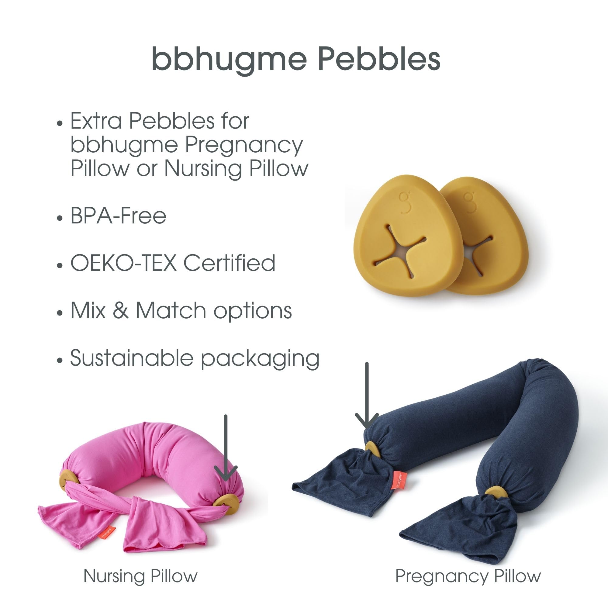 bbhugme Extra Replacement 100% BPA-Free Silicone Pebbles for Pregnancy or Nursing Pillow, Harvest Gold - Image 3